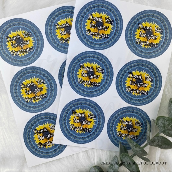 Thank You For Your Purchase - 2" (inches) Round Sticker (96ct.) - Picture 4 of 6